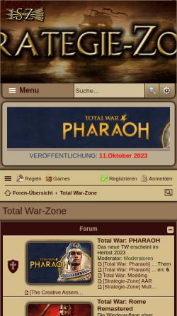 Vorschau der mobilen Webseite www.strategie-zone.de, Strategie-Zone.de - Total War Forum
