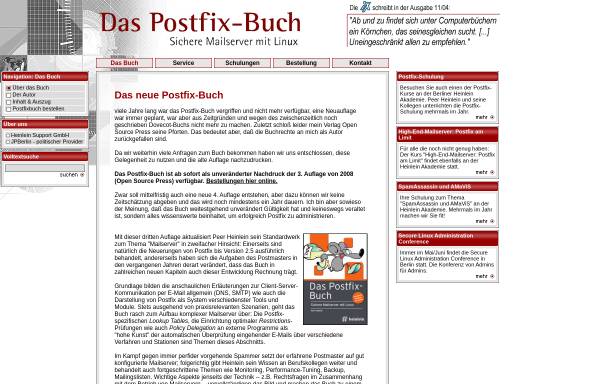 Vorschau von www.postfixbuch.de, Das Postfix-Buch