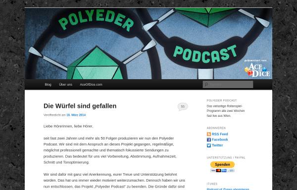 Vorschau von polyeder.aceofdice.com, Polyeder Podcast