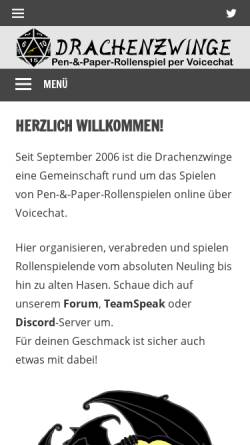 Vorschau der mobilen Webseite www.drachenzwinge.de, Drachenzwinge