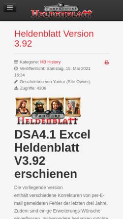 Vorschau der mobilen Webseite www.heldenblatt.ch, Heldenblatt