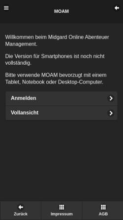 Vorschau der mobilen Webseite www.moam.de, MOAM
