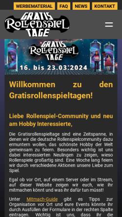 Vorschau der mobilen Webseite gratisrollenspieltag.de, Gratisrollenspieltag