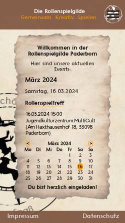Vorschau der mobilen Webseite www.rollenspiel-paderborn.de, Die Rollenspieler Gilde e.V.