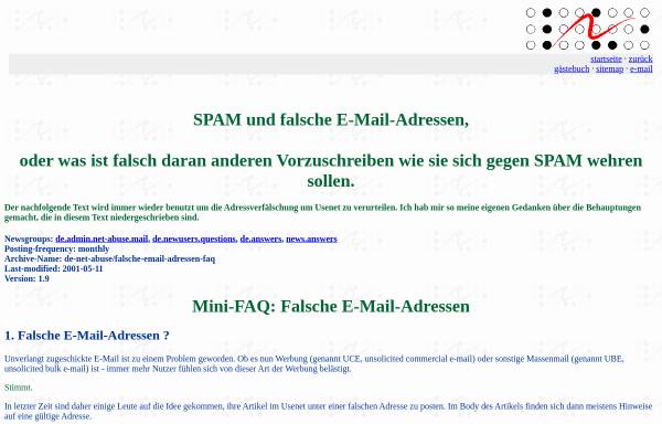 Vorschau von www.doberstein.com, Spam und falsche E-Mail-Adressen