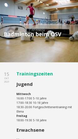 Vorschau der mobilen Webseite www.osv-badminton.de, Oststeinbeker SV