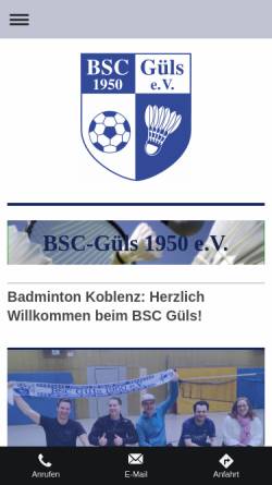 Vorschau der mobilen Webseite www.bsc-guels-badminton.de, BSC Güls