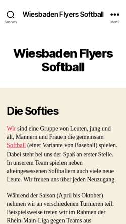 Vorschau der mobilen Webseite www.softball-wiesbaden.de, Wiesbaden Flyers