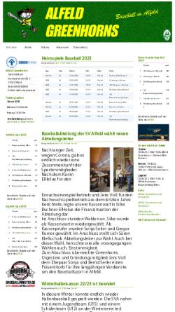 Vorschau der mobilen Webseite www.alfeld-greenhorns.de, Alfeld Greenhorns