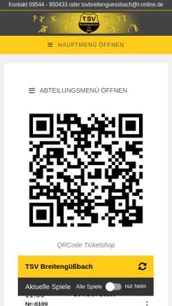 Vorschau der mobilen Webseite www.tsvbrgb.de, TSV Breitengüssbach e.V.
