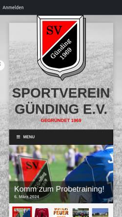 Vorschau der mobilen Webseite www.sv-guending.de, SV Günding