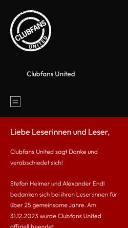 Vorschau der mobilen Webseite www.clubfans-united.de, Clubfans United