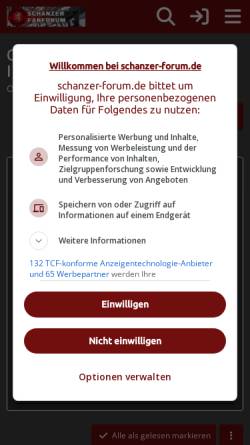 Vorschau der mobilen Webseite www.schanzerforum.de, Schanzerforum