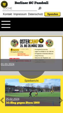 Vorschau der mobilen Webseite www.berlinersc-fussball.de, Berliner Sport-Club e.V. - Fussballabteilung