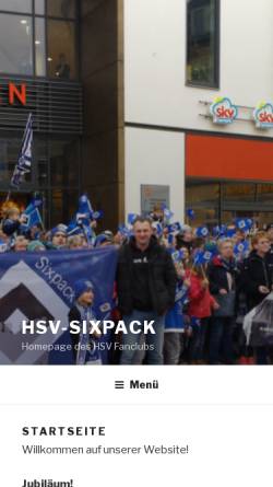 Vorschau der mobilen Webseite www.hsv-sixpack.de, HSV Sixpack Fanclub Bordesholm