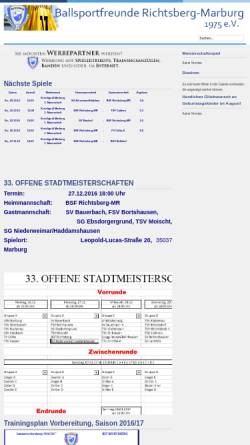Vorschau der mobilen Webseite richtsberg-bsf.de, Ballsportfreunde Marburg Richtsberg 1975 e.V.