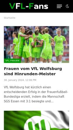 Vorschau der mobilen Webseite www.wolfsburgfans.de, VfL Wolfsburg Fan-Board