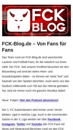 Vorschau der mobilen Webseite www.fck-blog.de, FCK-Blog.de