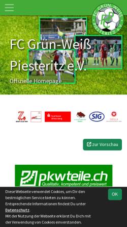 Vorschau der mobilen Webseite www.fc-gruen-weiss-piesteritz.de, FC Grün-Weiß Piesteritz