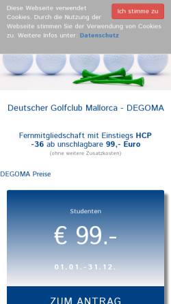 Vorschau der mobilen Webseite www.degoma.de, Deutscher Golfclub Mallorca