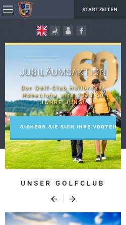 Vorschau der mobilen Webseite www.golfclub-heilbronn.de, Golfclub Heilbronn-Hohenlohe