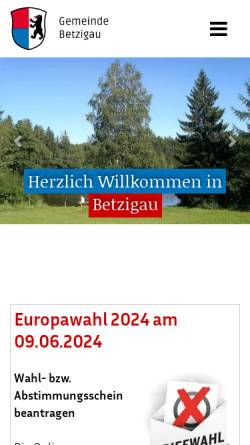 Vorschau der mobilen Webseite www.betzigau.de, Gemeinde Betzigau