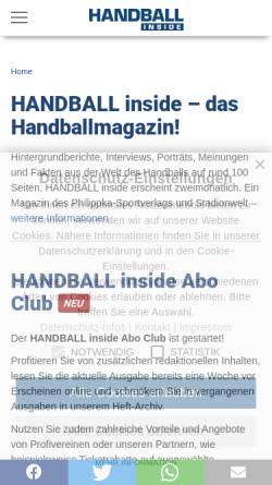 Vorschau der mobilen Webseite www.handballinside.de, Handball inside