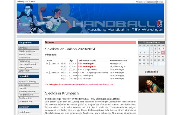 Vorschau von www.handball-wertingen.de, TSV Wertingen Handball