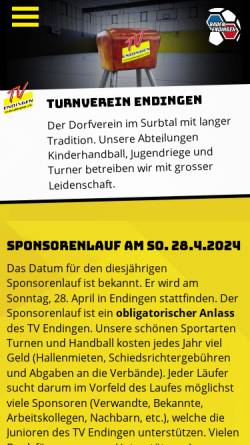 Vorschau der mobilen Webseite www.tvendingen.ch, TV Endingen Handball