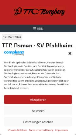 Vorschau der mobilen Webseite www.ttc-burgberg.de, TTC Burgberg