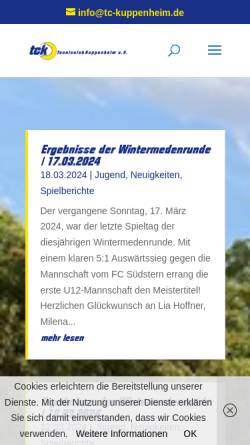 Vorschau der mobilen Webseite www.tc-kuppenheim.de, TC Kuppenheim