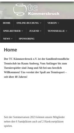 Vorschau der mobilen Webseite tc-kuemmersbruck.de, Tennisclub Kümmersbruck e.V.