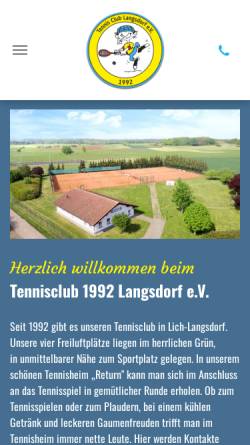 Vorschau der mobilen Webseite www.tennisclub-langsdorf.de, Tennis Club TCL 1992 Langsdorf e. V.