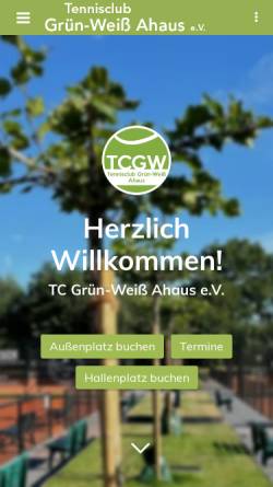 Vorschau der mobilen Webseite www.tcgw-ahaus.de, TC Grün-Weiß Ahaus e.V.