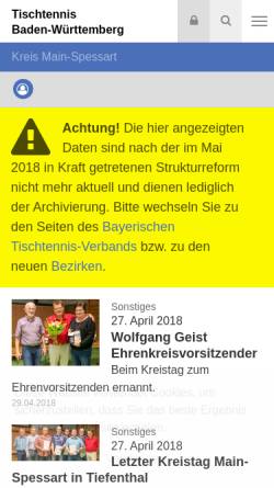 Vorschau der mobilen Webseite main-spessart.bttv.de, Bayerischer Tischtennis-Verband e.V. Kreis Main-Spessart
