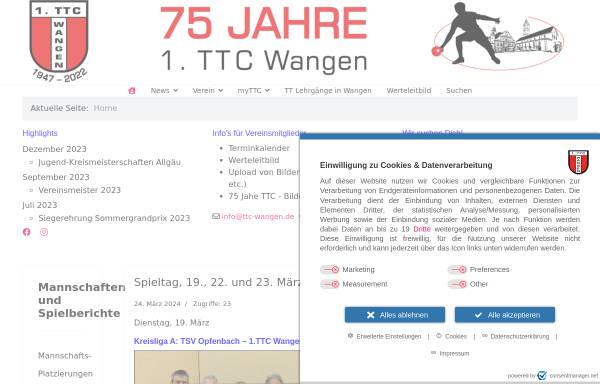 Vorschau von www.ttc-wangen.de, 1. Tischtennisclub Wangen im Allägu e.V.