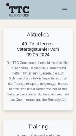 Vorschau der mobilen Webseite ttcgemmingen.de, TTC Gemmingen