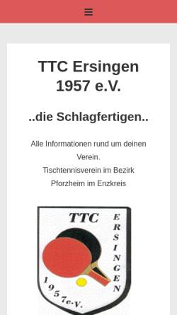 Vorschau der mobilen Webseite www.ttc-ersingen.de, Tischtennis Club Ersingen