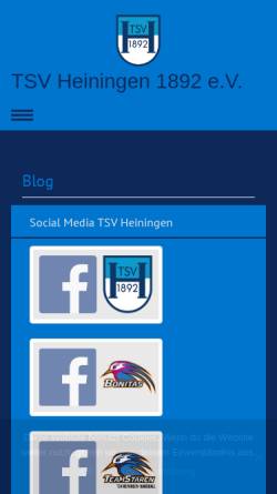 Vorschau der mobilen Webseite www.tsv-heiningen.de, TSV Heiningen Tischtennisabteilung