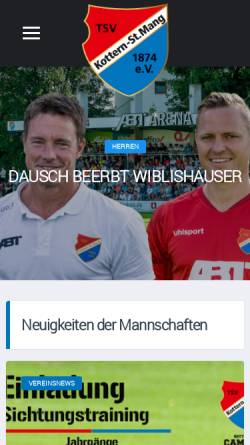 Vorschau der mobilen Webseite www.achtzehn74.de, TSV Kottern-St. Mang