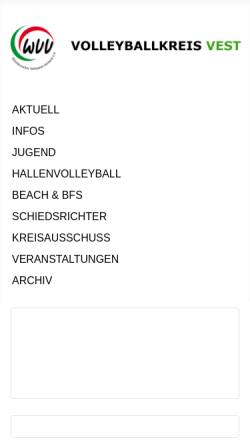 Vorschau der mobilen Webseite www.volleyballkreis-vest.de, Volleyballkreis Vest
