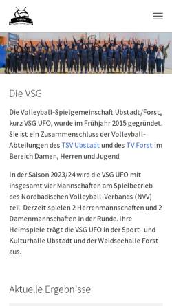 Vorschau der mobilen Webseite www.vsg-ufo.de, Volleyball-Spielgemeinschaft Ubstadt/Forst