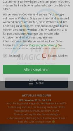 Vorschau der mobilen Webseite www.flymagic.de, Fly Magic M, Martin Ackermann