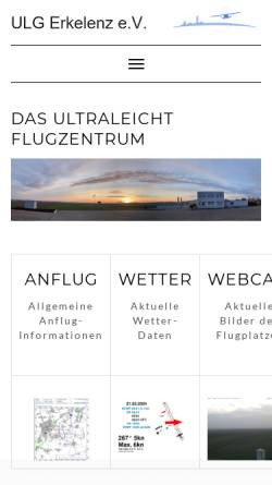 Vorschau der mobilen Webseite www.ulerk.de, Ultraleichtflug Gemeinschaft Erkelenz e.V.