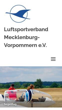 Vorschau der mobilen Webseite www.luftsportverband-mv.de, Luftsportverband Mecklenburg-Vorpommern e.V.