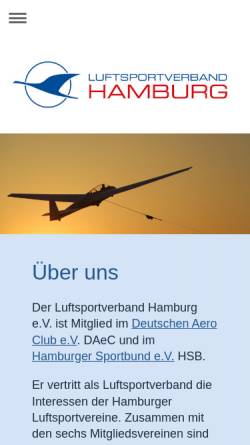 Vorschau der mobilen Webseite www.luftsport.hamburg, Luftsportverband Hamburg e.V.