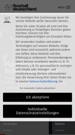Vorschau der mobilen Webseite floorball.de, Floorball Verband Deutschland e.V.