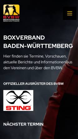 Vorschau der mobilen Webseite www.boxverbandbw.de, Boxverband Baden-Württemberg e.V.