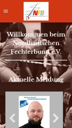 Vorschau der mobilen Webseite www.nordbadischer-fechterbund.com, Nordbadischer Fechterbund e.V.