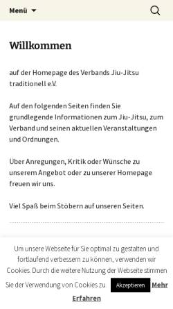 Vorschau der mobilen Webseite www.jiu-jitsu-traditionell.de, Jiu-Jitsu im Württembergischen Judo - Verband